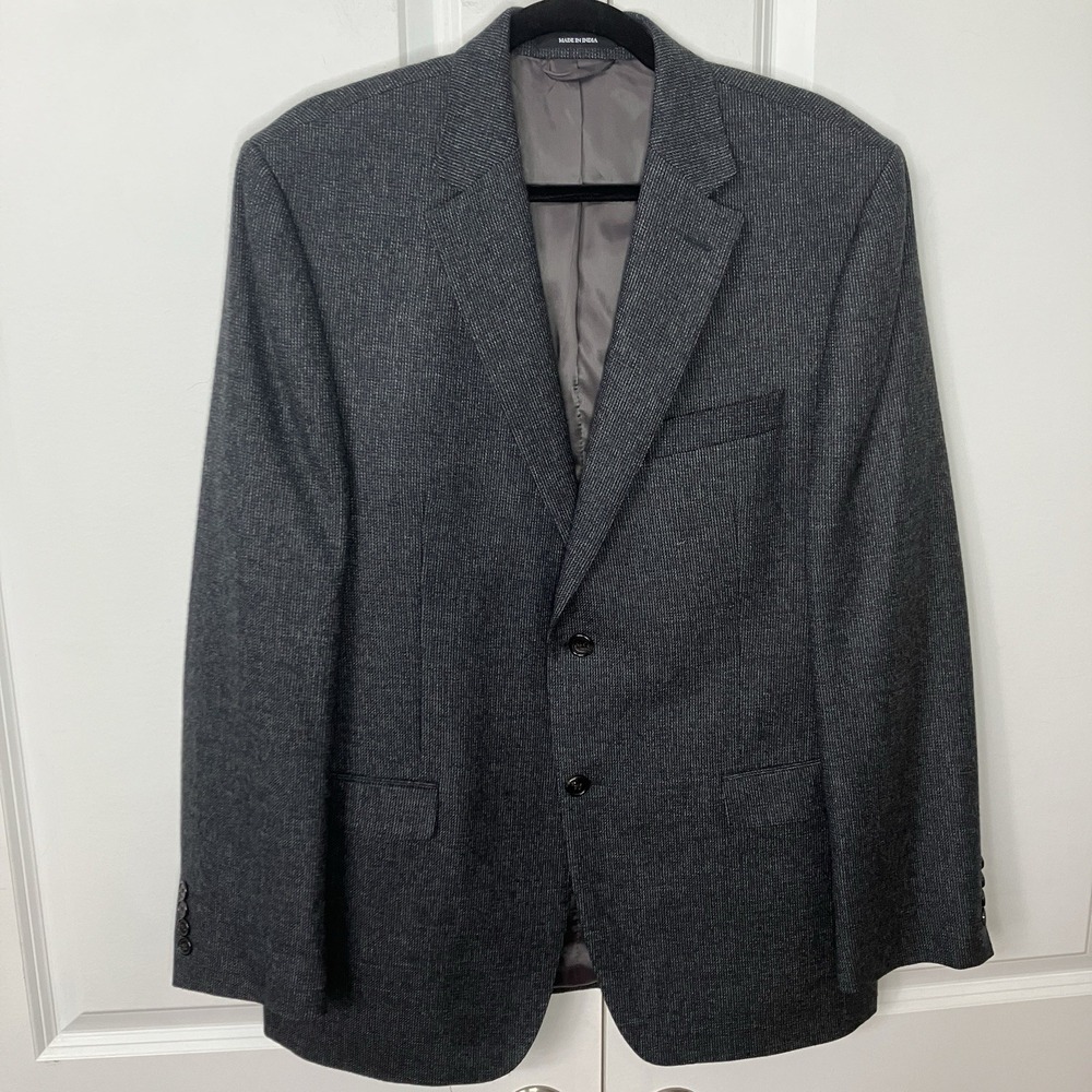 Lauren Ralph Lauren Mens 42R Gray Wool Blazer Sport Coat Silk Pocket Square
